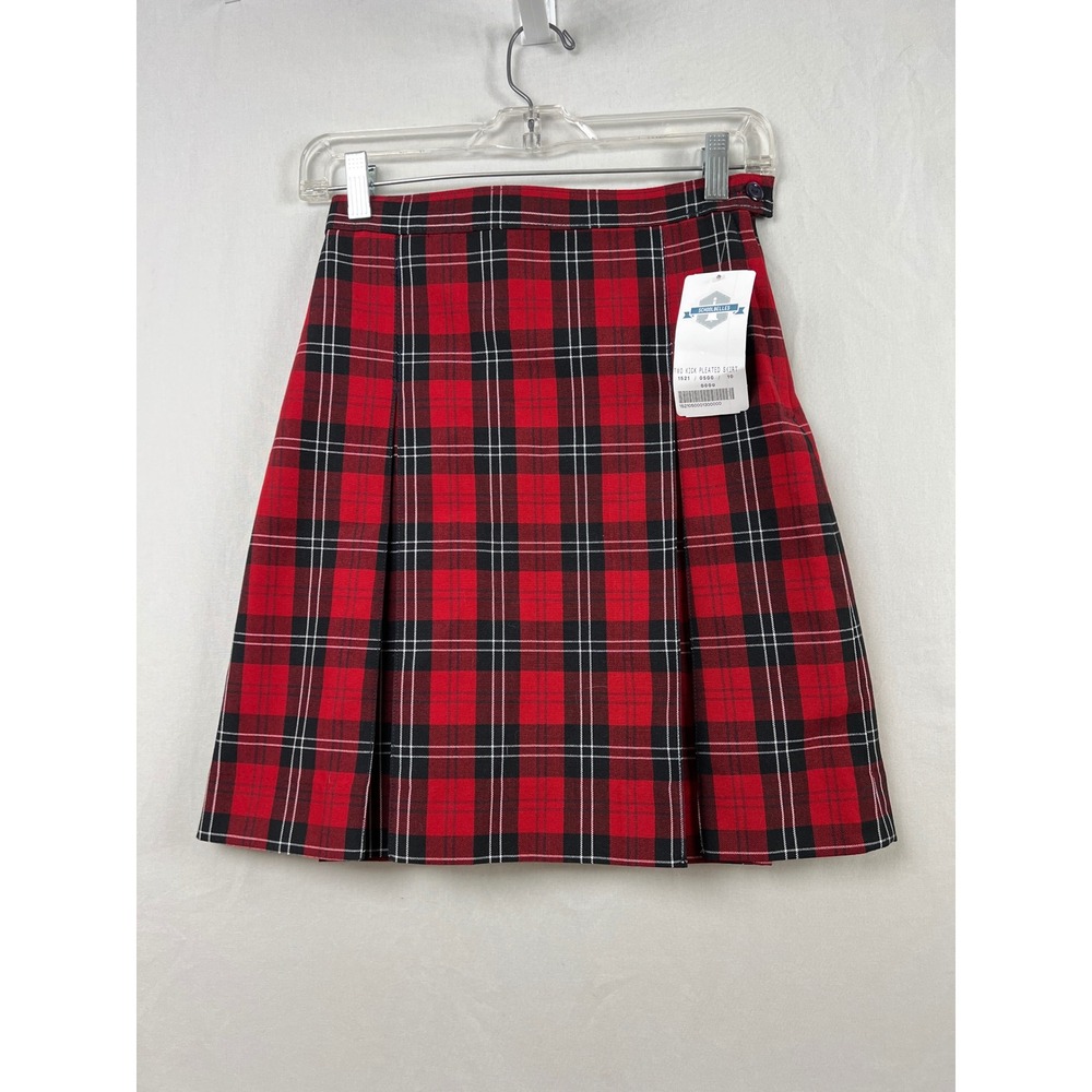 Schoolbelles Two Kick Pleated Skirt Kids 10 Red Plaid School Uniform 1521-0500